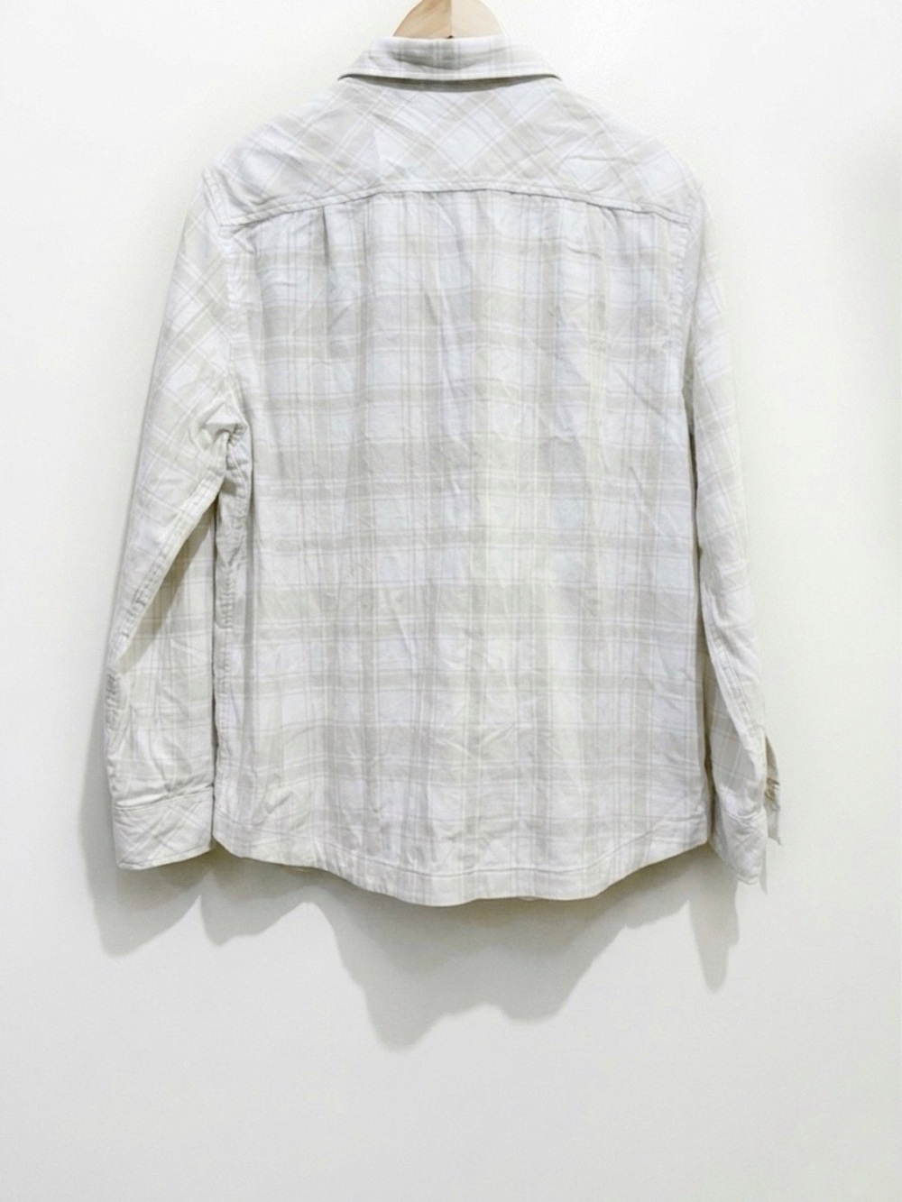 Frank & Oak Flannel Plaid Button Down Shirt Size XXL Cream Tan - Picture 4 of 11